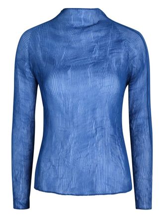 Issey Miyake chiffon long-sleeved top - Blue