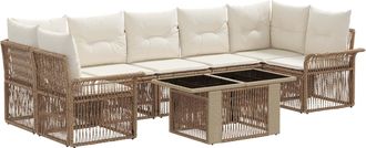 vidaXL Conjunto De Sof&aacute;s De Jard&iacute;n 8 Uds. Beige Y Blanco Crema Vidaxl