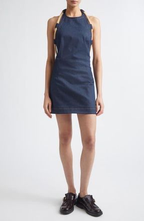 Monse Rope Trim Denim A-Line Minidress in Dark Indigo at Nordstrom, Size 10