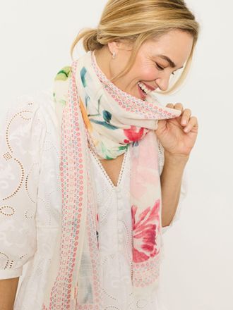 Fat Face FatFace Ivory Floral Lightweight Scarf