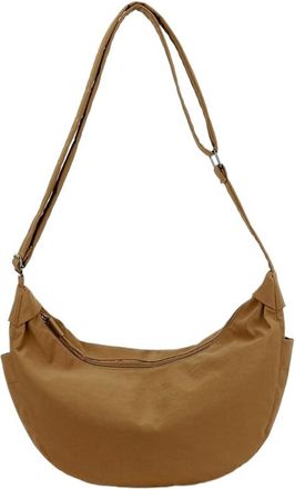 Generic Casual Nylon Dumpling Aped Crossbody Bag Lightweight Single Oulder, Compatible For Women Simple Design Small Cloth(Caramel color)