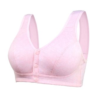 Generic Front Fastening Bras for The Elderly Soft Cotton Comfortable Bralettes Wide Straps Non Wired Padded Everyday Crop Top Bra