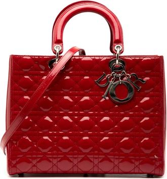 Dior 2012 grote gelakte Cannage Lady Dior tas - Rood