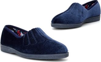 Generic Womens Wide Slippers Womens Wide Fit Slippers Size 5 Ladies Rubber Sole Slipper Size 6 Slip On Slipper Rubber Sole EE Fitting Slip On Sizes 3-9 Navy 9