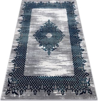 RugsX Rugsx - Alfombra Core W9797 Marco, Roseta - Estructural, Dos Niveles De Vell&oacute;n, Azul / Gris Blue 120x170 Cm