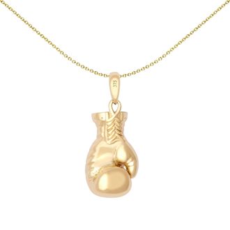 Jewelco London 9ct Gold Realistic 3D Single Boxing Glove Novelty Pendant, Small - JPD591