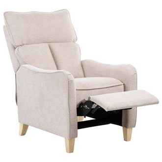 Beliani Sill&oacute;n Reclinable Beige Reposapi&eacute;s Extra&iacute;ble Estilo Vintage Respaldo Alto Royston