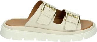 Copenhagen Shoes Schoenen, Dames, Wit, 36 EU, Leer, Beige Sportieve Slippers Imagine Cs 8416