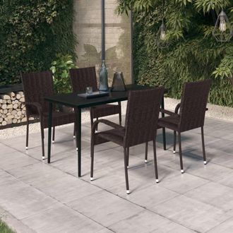 Berkfield Home 5 Piece Garden Dining Set Brown & Black
