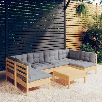 vidaXL Juego De Muebles De Jard&iacute;n 7 Pzas Y Cojines Madera Maciza Pino Vidaxl