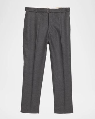 Officine G&eacute;n&eacute;rale Men & apos;s Wool Flat-Front Belted Trousers