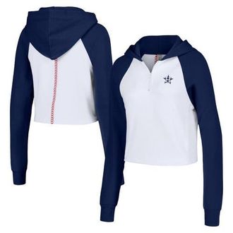 Lusso Womens Lusso White Houston Astros Jane Raglan Quarter-Zip Tri-Blend Cropped Pullover Hoodie at Nordstrom, Size Xx-Large