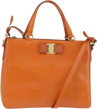 Ferragamo Pre-owned Handbag - Dames - Vintage Handtas - Oranje - ONE Size - Leer - Vintage