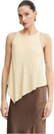 Patrizia Pepe Tops, Dames, Beige, L, Leer, Mouwloze Top