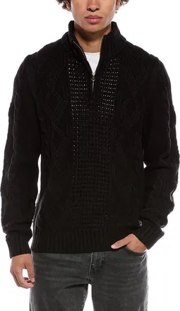 Weatherproof Vintage Chunky Cable Knit Quarter Zip Mock Neck Sweater