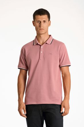 Lindbergh Poloshirt LINDBERGH, Herren, Gr. S, rosa (dusty rose), Piqu&eacute;, Obermaterial: 100% Baumwolle, unifarben, gerade h&uuml;ftbedeckend, Rundhals, B&uuml;ndchen kontra