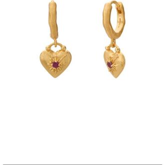 Murkani Love You Small Heart Huggie Earrings in Yellow Gold at Nordstrom