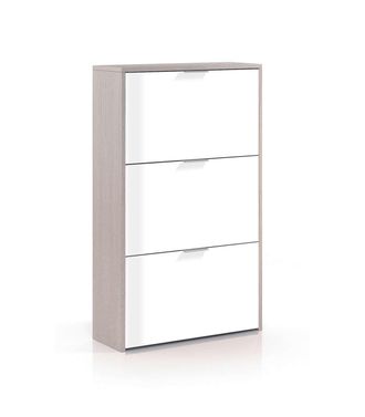 F.R.S. Frs - Zapatero 3 Puertas Rio Acabado Blanco/roble 60 Cm(ancho) 113 Cm(altura) 22 Cm(fondo)