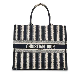 Dior Navy Striped Large Book Tote