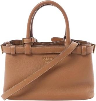 Prada Pre-owned Buckle kleine 2-weg handtas - Dames - Vintage Handtas - Bruin - ONE Size - Leer - Vintage