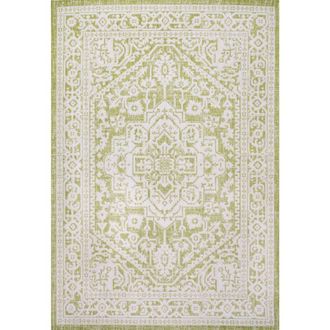 Jonathan Y Designs Sinjuri Medallion Textured Weave Indoor/Outdoor Area Rug in Green/cream at Nordstrom, Size 3Ft 0In X 5Ft 0In