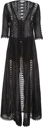 Charo Ruiz Ibiza Long Sheer Black Jacket With Lace Detailing