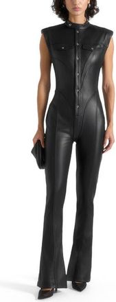 Mani&egrave;re De Voir Annette Leather Jumpsuit in Black at Nordstrom, Size 10