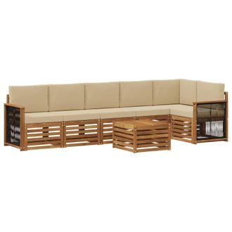 vidaXL Conjunto De Sof&aacute; Seccional Con Coj&iacute;n 6 Pcs Natural Vidaxl
