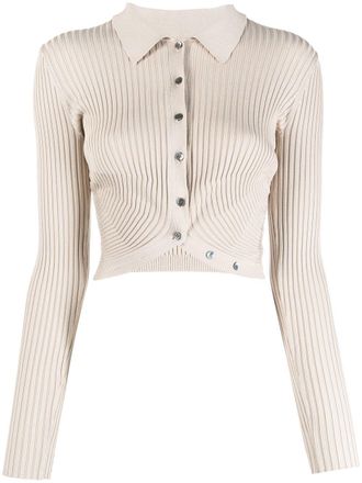 SIMKHAI button-up ribbed knitted top - women - Nylon/Spandex/Elastane/Rayon - S - Neutrals