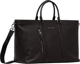 Michael Kors Tassen, Heren, Bruin, ONE Size, Leer, Hudson Pebbled Leather Tote
