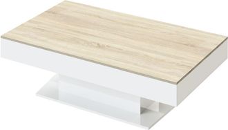 ML Design Mesa de centro 110 x 60 cm con almacenamiento blanca,aglomerado