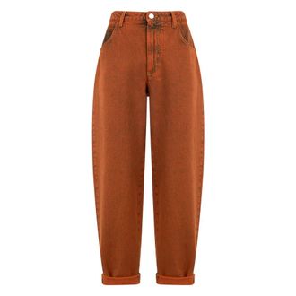 Alberta Ferretti Oversized High-waist Jeans - female - Alberta Ferretti - Loose Fit Jeans - Brown - S - Jeans