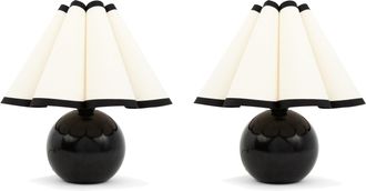 Brightech Blair Black Small Table Lamp with Marble Base, Set of 2, LED Bulbs Included