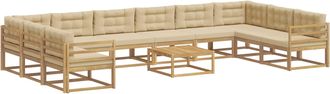 vidaXL Set Di Divani Da Esterno 11 Pz Bianco E Beige Vidaxl