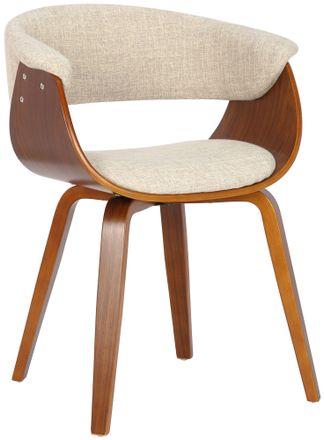 Clp Silla Bruce Con Funda De Tela Crema Nogal
