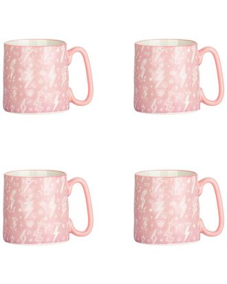 10 Strawberry Street Set of 4 Bella Pink Lightning Bolt Mugs