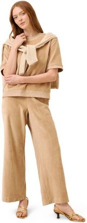 Pact Organic Cotton Pure Velour Wide Leg Pant in Sesame at Nordstrom, Size Xx-Large 26