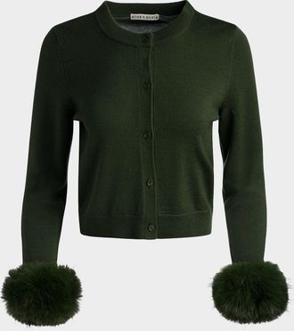 Alice & Olivia Dollie Faux Fur Cuff Cardigan