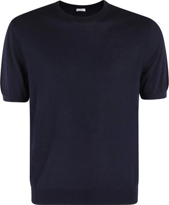 Malo Truien & Vesten, Heren, Blauw, M, Katoen, Blauw Katoenen T-shirt Korte Mouw Ronde Hals