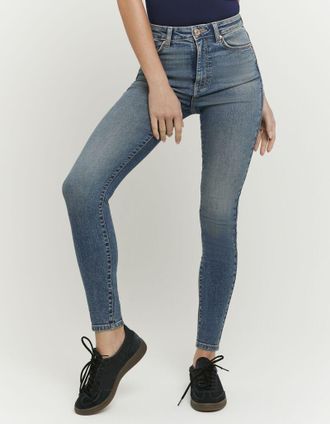 Tally Weijl Skinny-fit-Jeans TALLY WEIJL SPADESMART6, Damen, Gr. 34, N-Gr, medium indigowashusedeffects7, Denim/Jeans, Obermaterial: 98% Baumwolle, 2% Elasthan, A