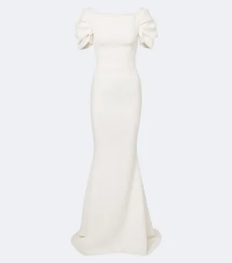 SAFiYAA Bridal Ivon draped cr&ecirc;pe gown