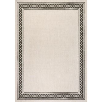 Jonathan Y Designs Lucia Classic Diamond Border Indoor/Outdoor Area Rug in Cream/black at Nordstrom, Size 5Ft 0In X 8Ft 0In
