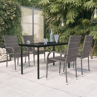 vidaXL Juego De Comedor De Jard&iacute;n 5 Piezas Gris Y Negro Vidaxl
