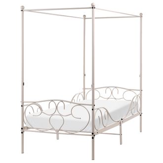 Beliani Cama Con Dosel Decorativo Somier De Barras De Metal 90 X 200 Cm Beige Sormery