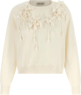 Alberta Ferretti Trui met ronde hals - Dames - Ronde hals truien - Beige - L - Wol - Truien & Vesten