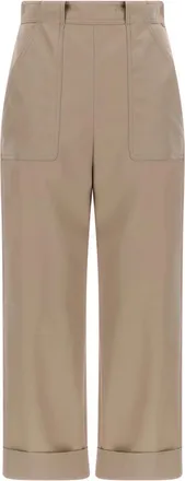Max Mara Dames, Broeken, Beige, Maat: XS Katoen