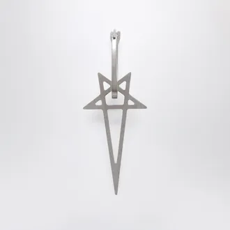 Rick Owens Palladium-finished silver pentagram earring