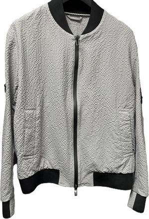 Emporio Armani Men Blouson Seersucker Jacket In Grey