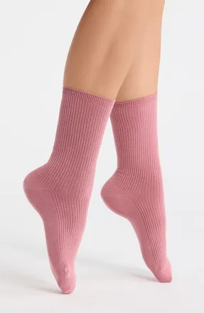Nordstrom Everyday Rib Crew Socks in Pink Compact at Nordstrom, Size 9-11