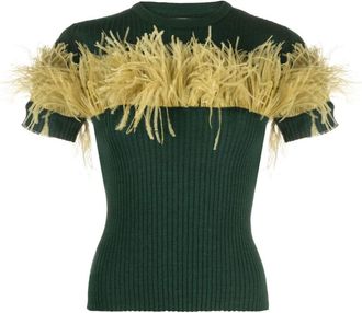 La DoubleJ High Kick T-shirt - women - Cashmere/Silk/Ostrich Feather - M - Green